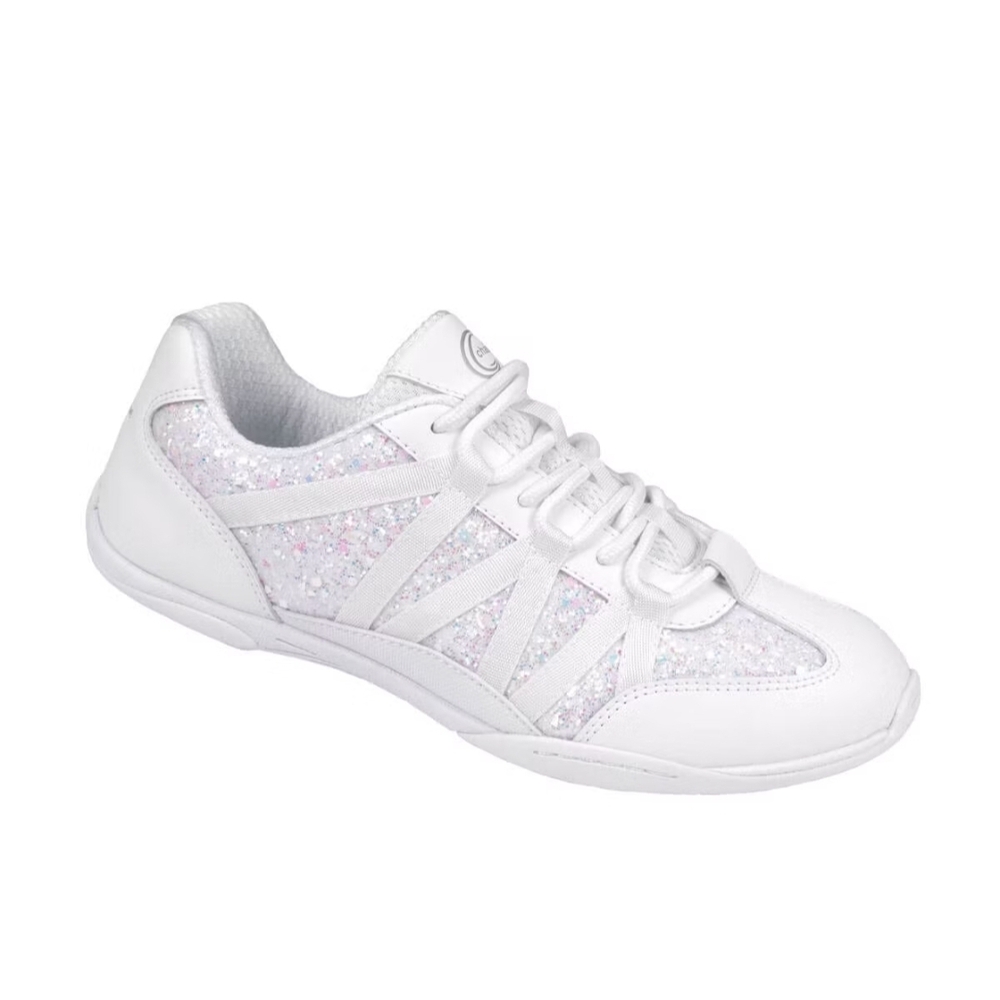 Kids' White Glitter Athletic Sneakers - Lace-Up Comfort